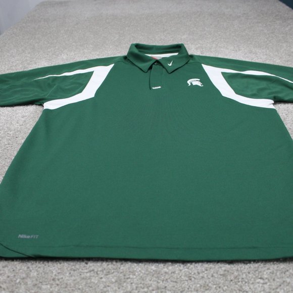 Nike Michigan State Polo Shirt Mens Medium Green Spartans FitDry Short Sleeve - Picture 2 of 12